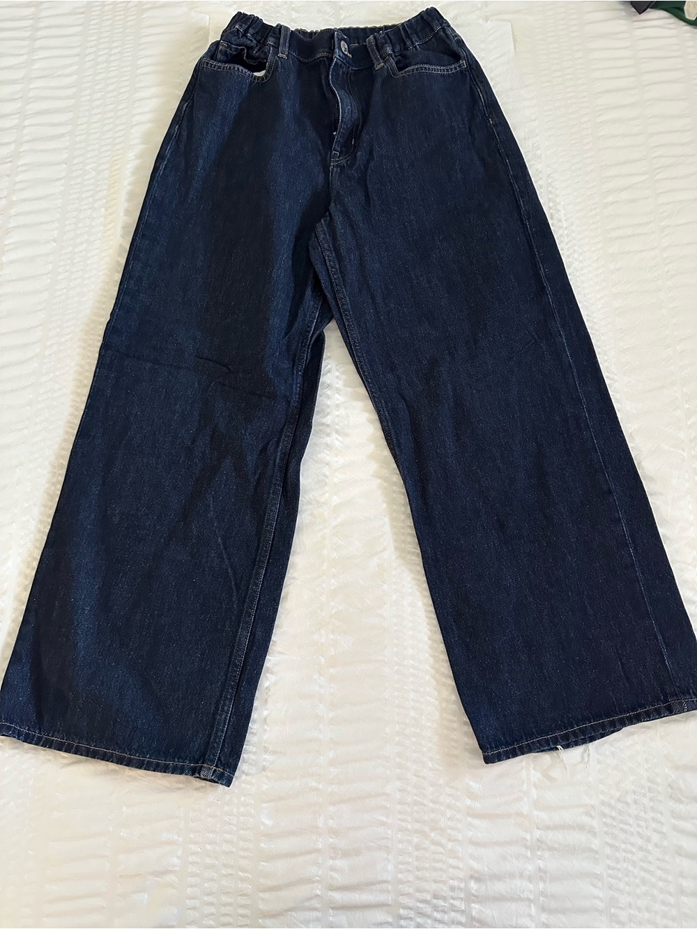 Uniqlo Kids Wide-Leg Dark Blue Denim Jeans Girls Size 13